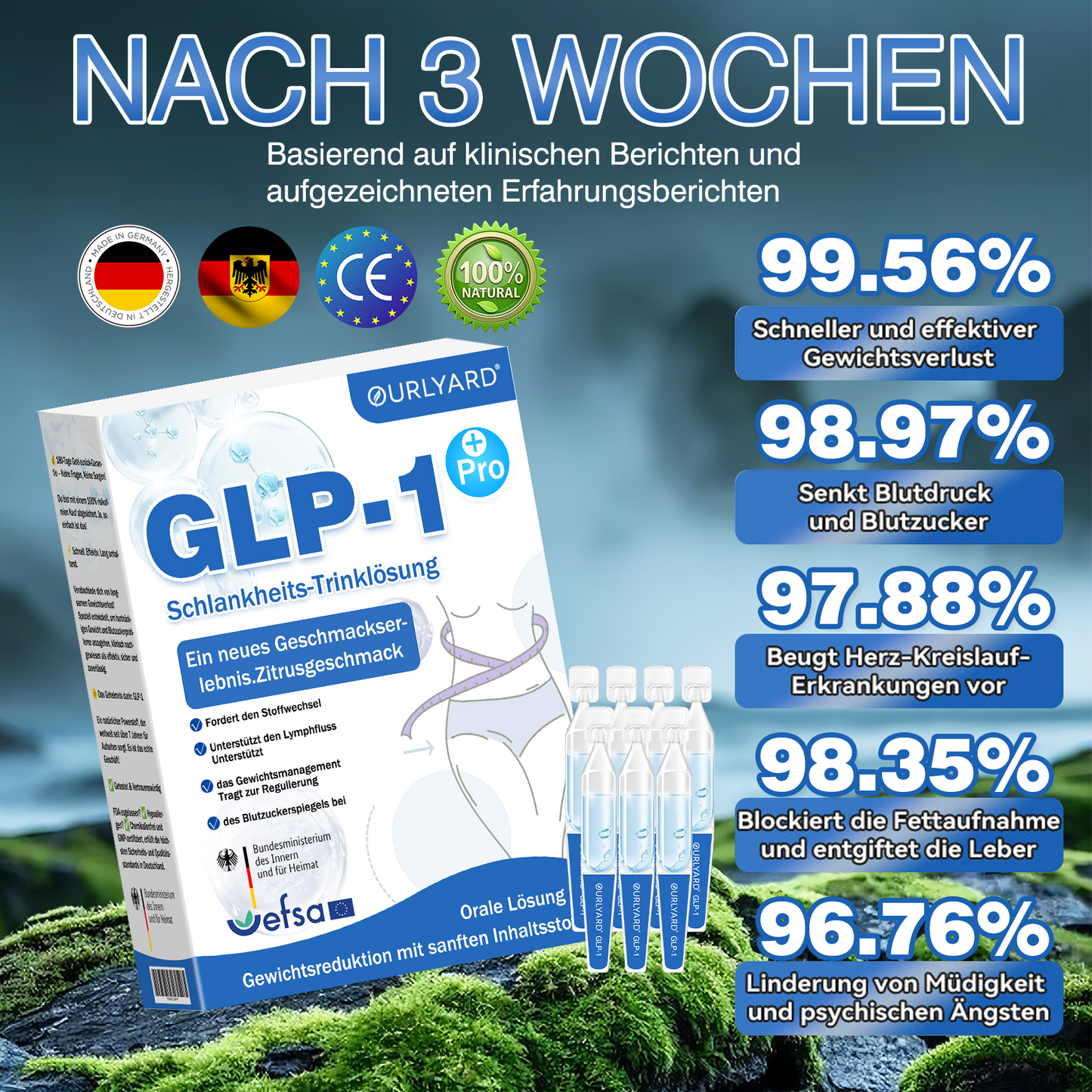 🍎Ourlyard® GLP-1 Pro Schlankheits-Trinklösung 7 Tage sichtbare Wirkung, keine Nebenwirkungen, geeignet für alle Altersgruppen 🌺🌺