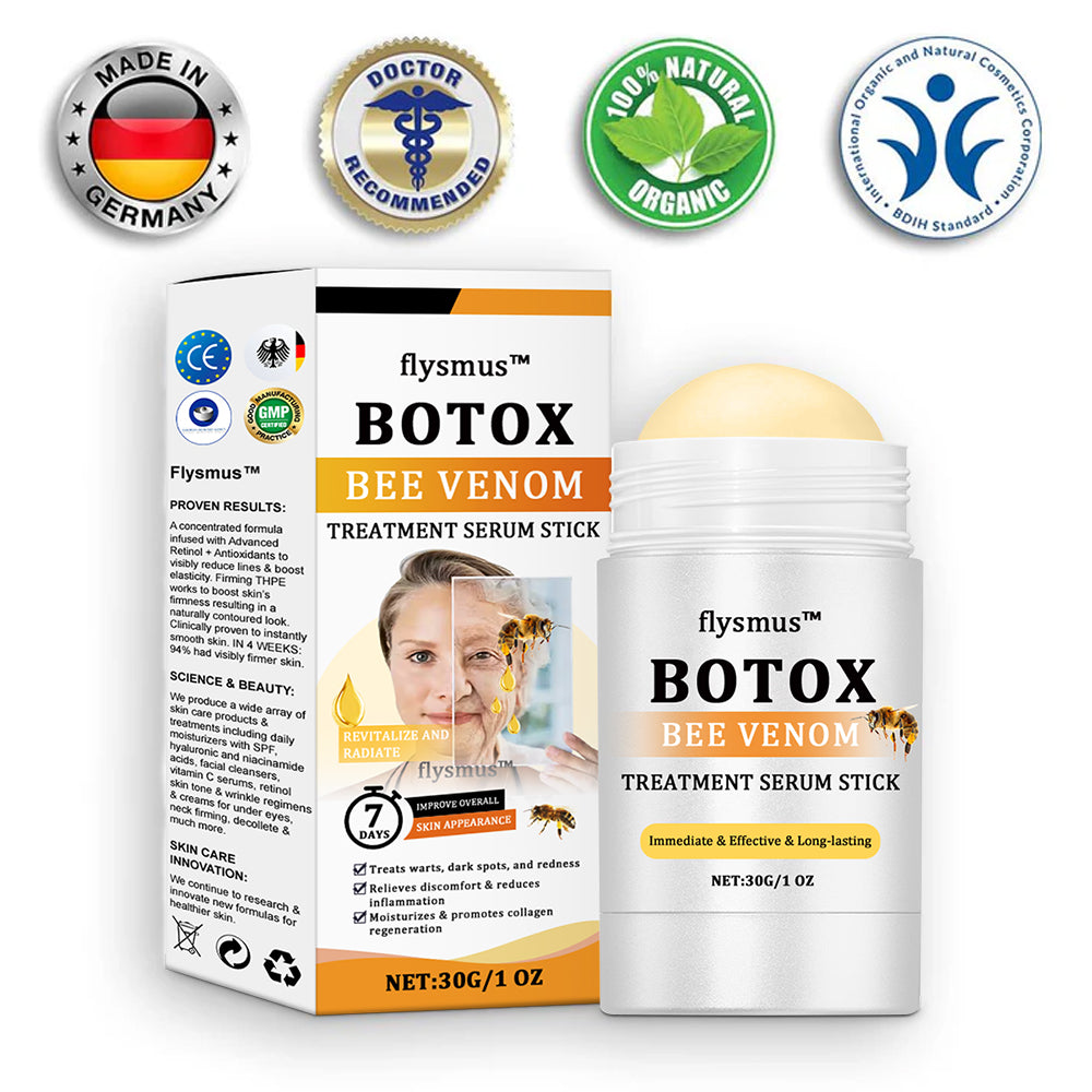 👨‍⚕️BfArM-ZULASSUNG | 🐝Flysmus™ Botox Bienengift Behandlung Serum Stick: Zielt auf Warzen, Dunkle Flecken & Narben ab, Strafft Falten